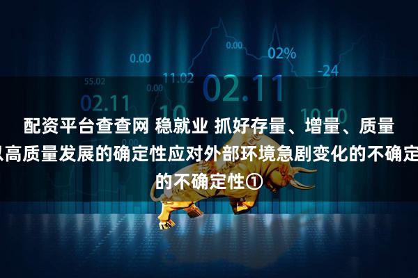 配资平台查查网 稳就业 抓好存量、增量、质量——以高质量发展的确定性应对外部环境急剧变化的不确定性①