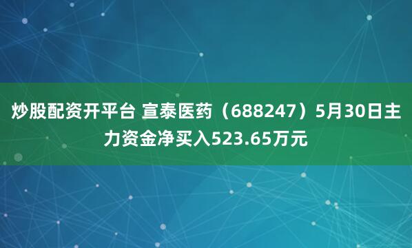 炒股配资开平台 宣泰医药（688247）5月30日主力资金净买入523.65万元